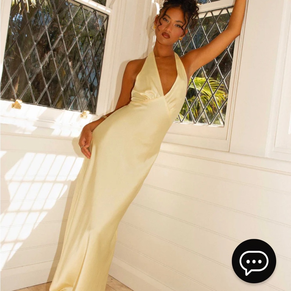 NWT Peppermayo yellow satin maxi dress